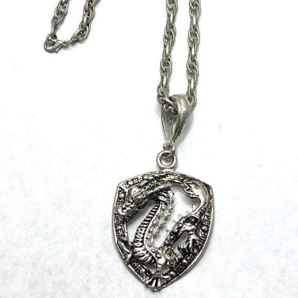 Vintage Serpent Dragon Pendant Necklace